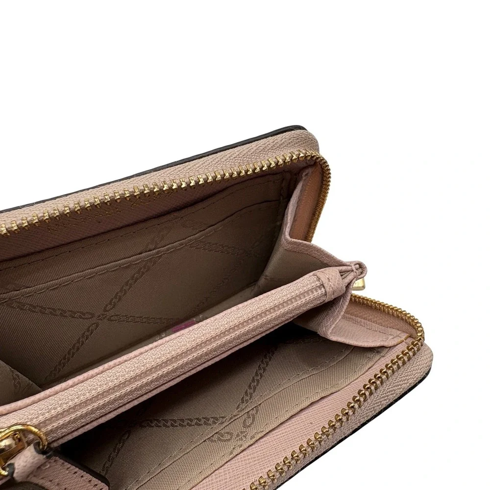 Michael‎ Kors Zip Around Wallet Womens Small Pink Good Pebbled Leather MK Logo